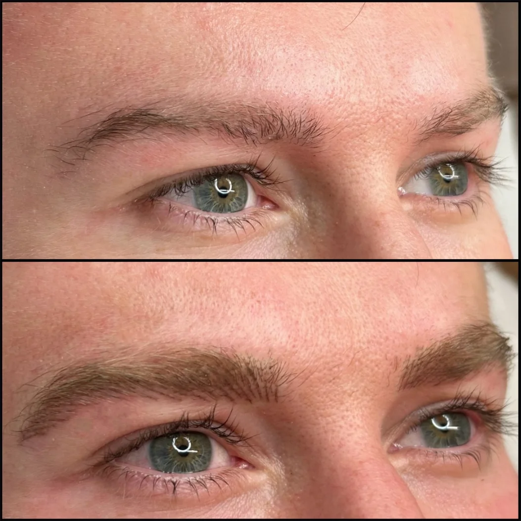 men’s microblading (machine method) softening gaps for even brows, Serving Lancashire