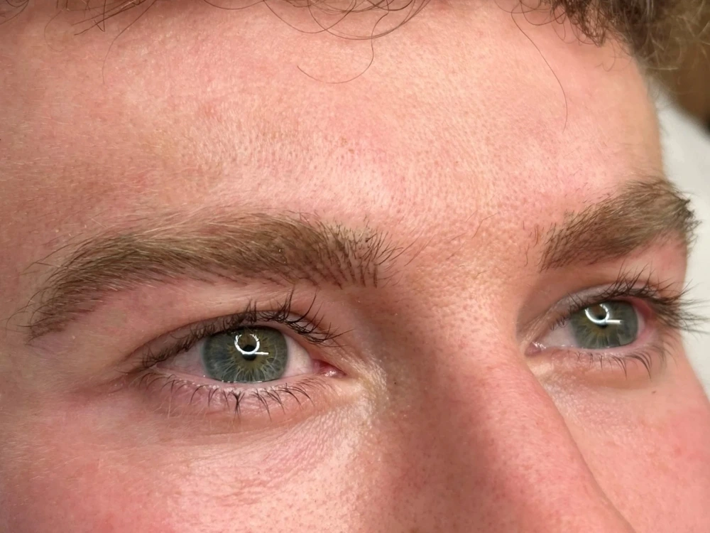 After men’s microblading (machine method): natural definition added – serving Lancashire